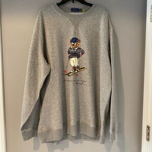 Polo by Ralph Lauren Grey Crewneck Sweatshirt with Polo Bear Graphic. NWOT